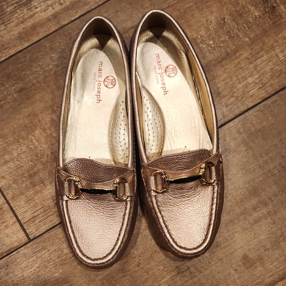 Marc Joseph Metallic Gold Loafers Excellent Conditoin